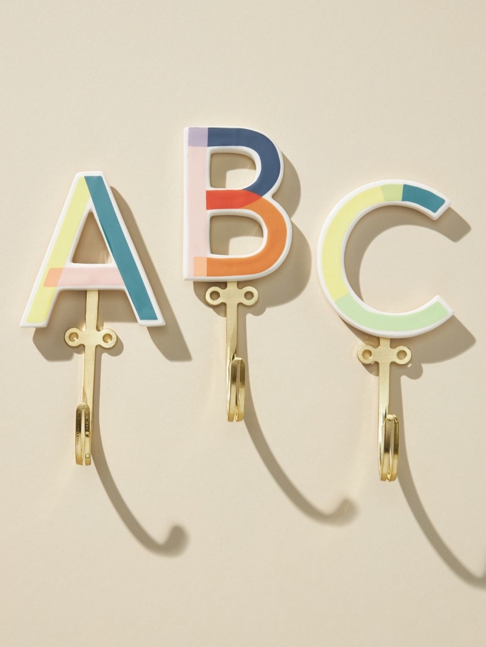 Anthropologie ceramic monogram hooks H A T sold out!
